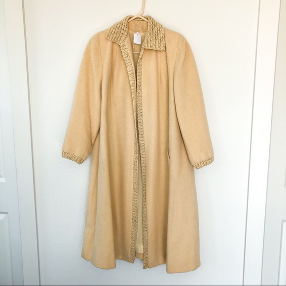 Vintage Jackets & Blazers - Vintage 1960s Smart Set Long Tan Wool Overcoat